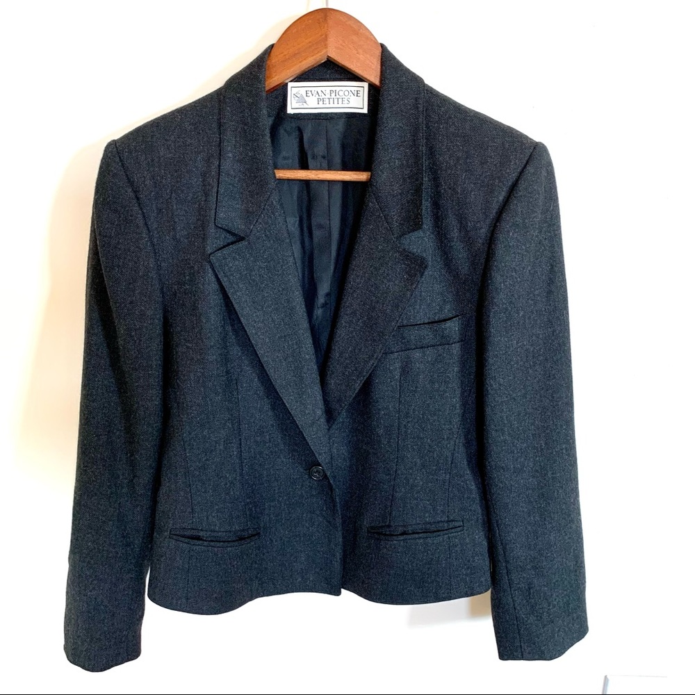 Vintage 100% Wool Charcoal Gray Blazer
